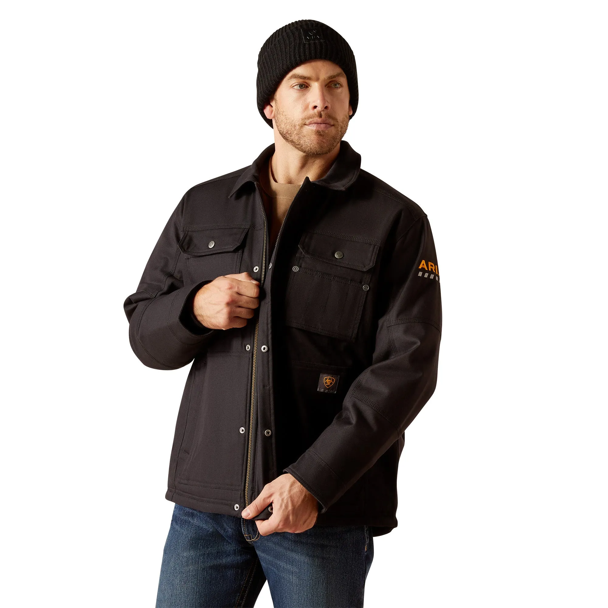 Ariat Men's Rebar DuraCanvas Sherpa-Lined Black Coat 10052087