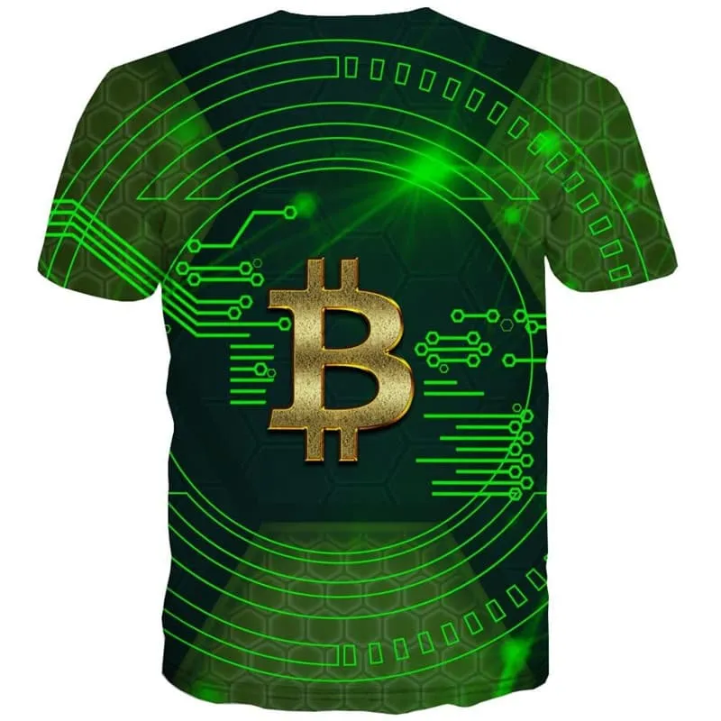 Bitcoin T-shirt Men Retro Funny T shirts Abstract Anime Clothes Green T-shirts 3d