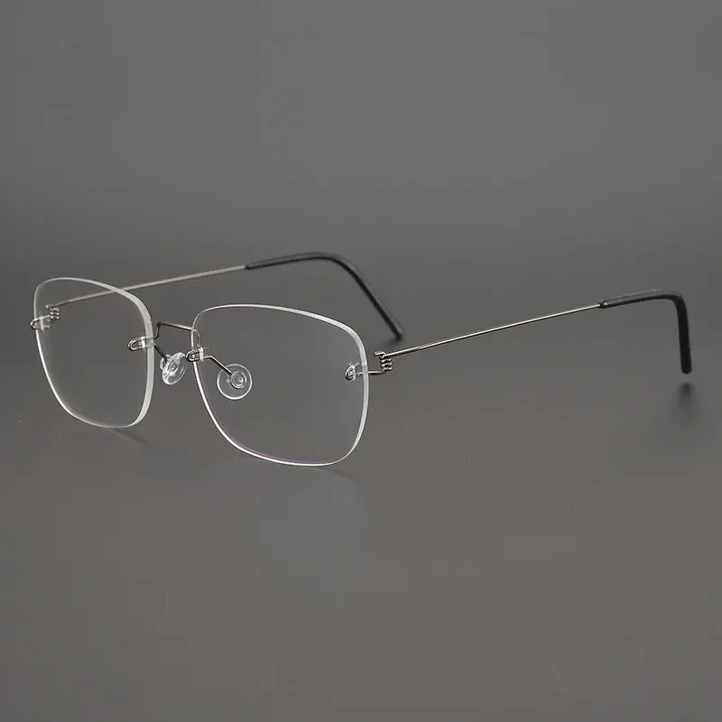 Black Mask Unisex Rimless Square Screwless Titanium Eyeglasses Ld100