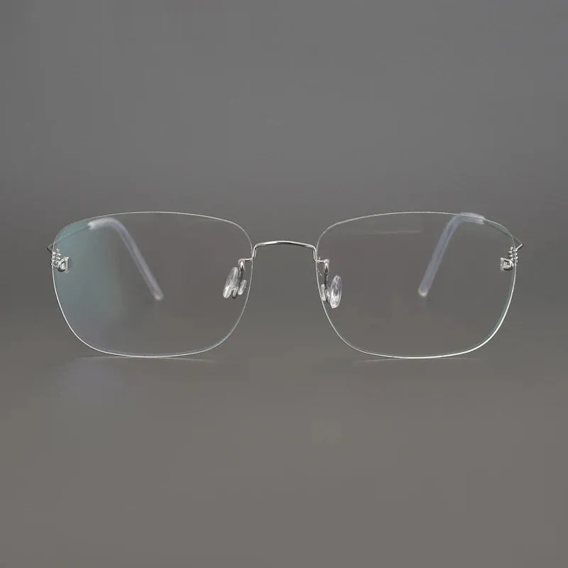 Black Mask Unisex Rimless Square Screwless Titanium Eyeglasses Ld100