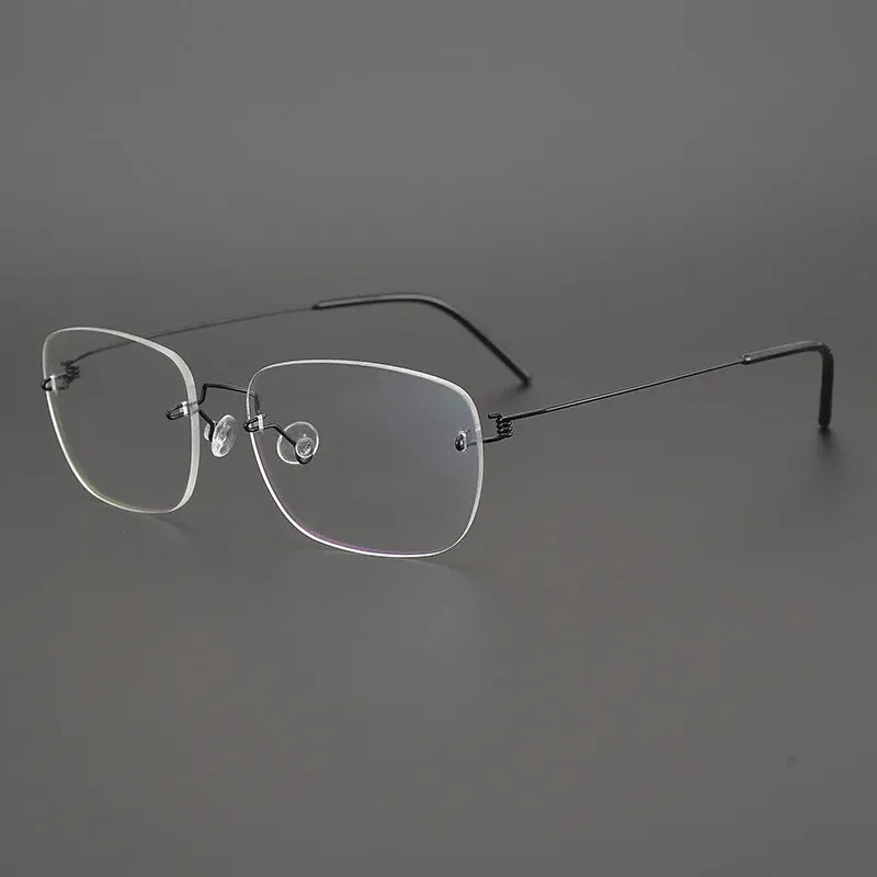 Black Mask Unisex Rimless Square Screwless Titanium Eyeglasses Ld100