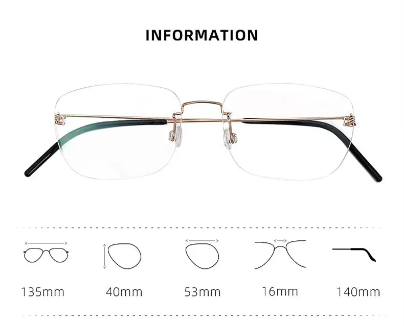 Black Mask Unisex Rimless Square Screwless Titanium Eyeglasses Ld100