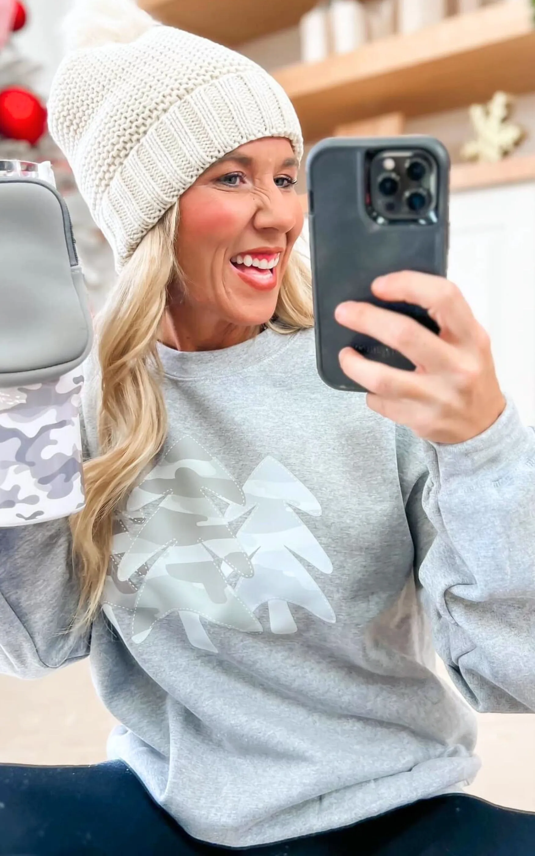 Camo Christmas Tree Crewneck Sweatshirt**