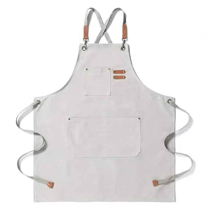 Chef Aprons Canvas Cross Back Premium : Stylish Unisex Design with Spacious Pockets