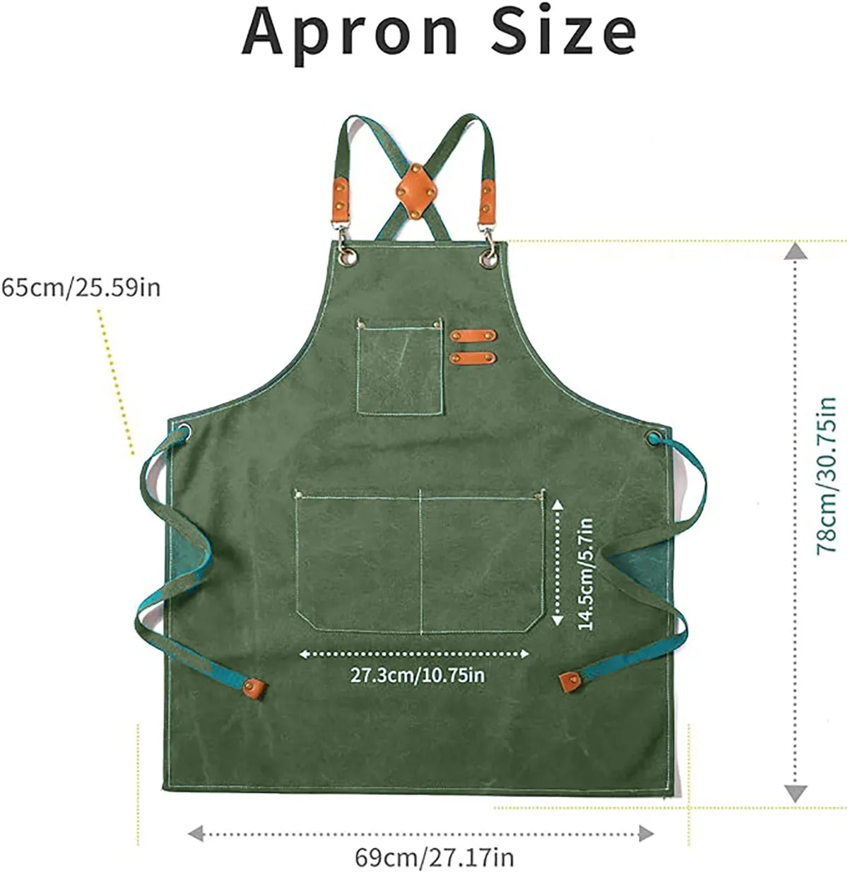 Chef Aprons Canvas Cross Back Premium : Stylish Unisex Design with Spacious Pockets