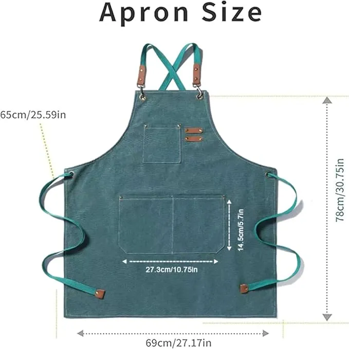 Chef Aprons Canvas Cross Back Premium : Stylish Unisex Design with Spacious Pockets