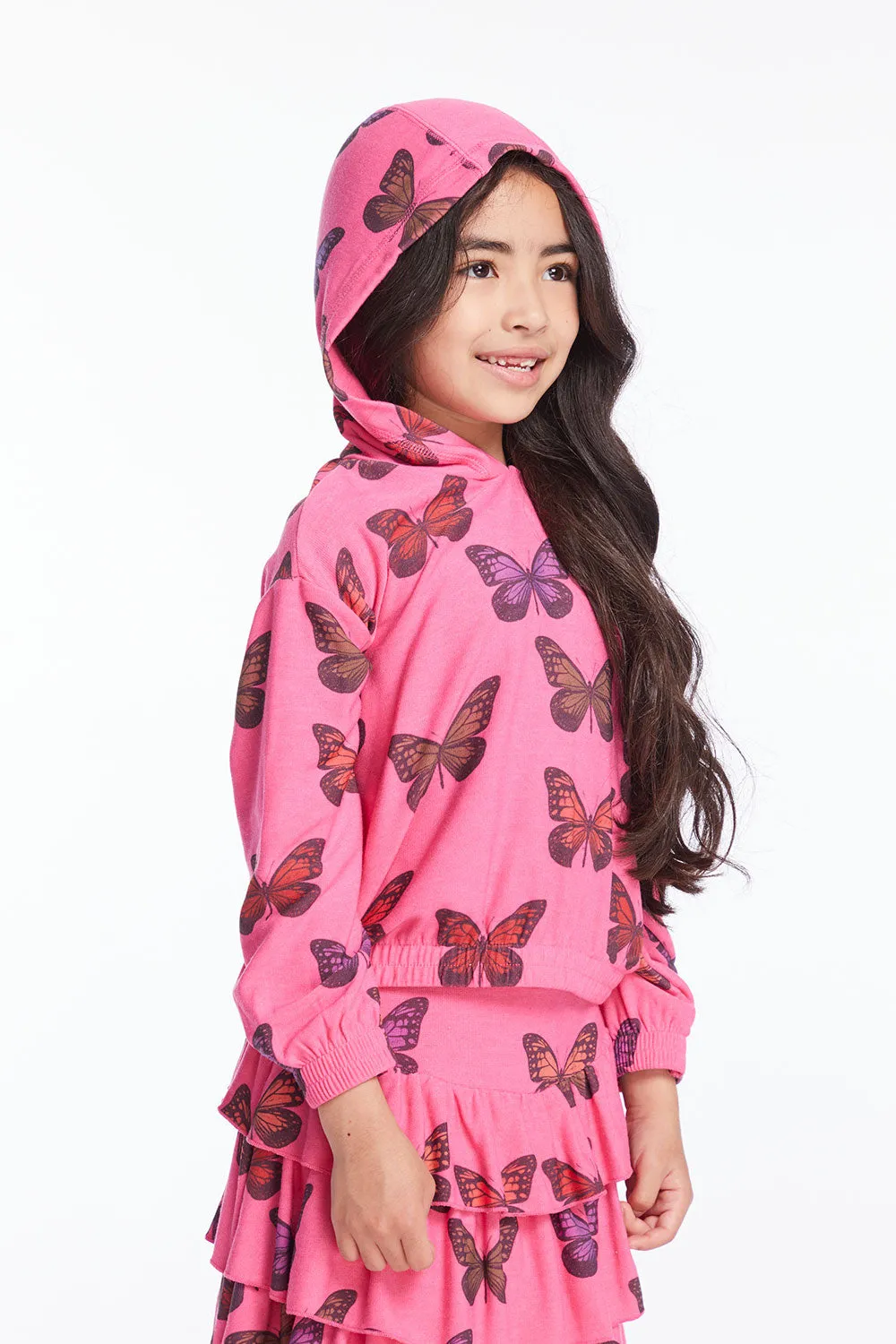 Colorful Butterflies Girls Pullover Hoodie