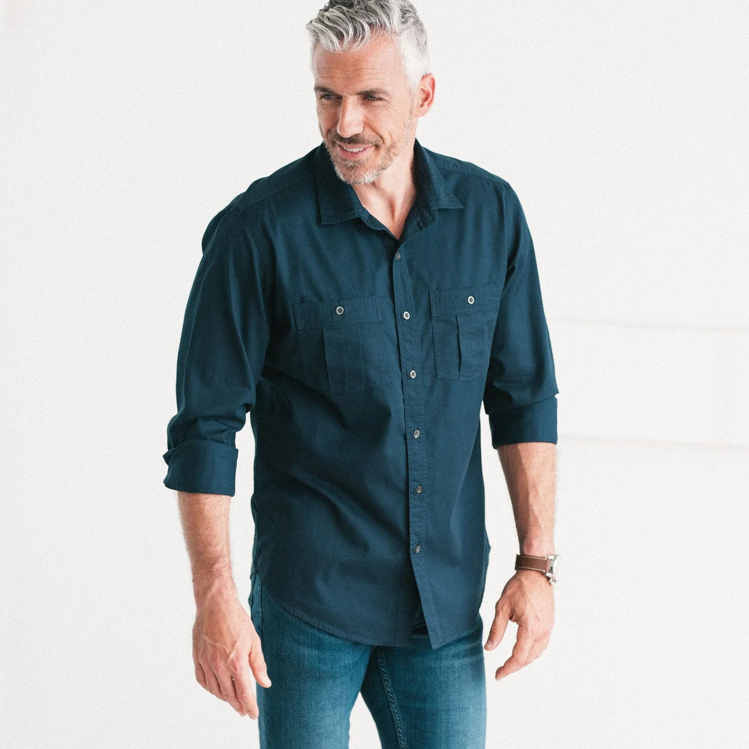 Craftsman Utility Shirt – Navy Blue Cotton Twill