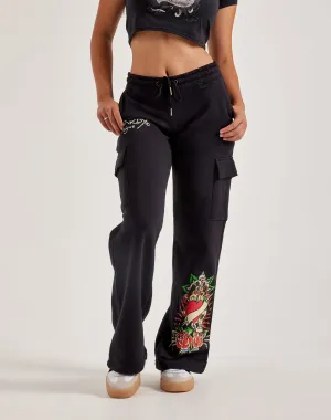 Ed Hardy Rose Skull Fleece Cargo Pants