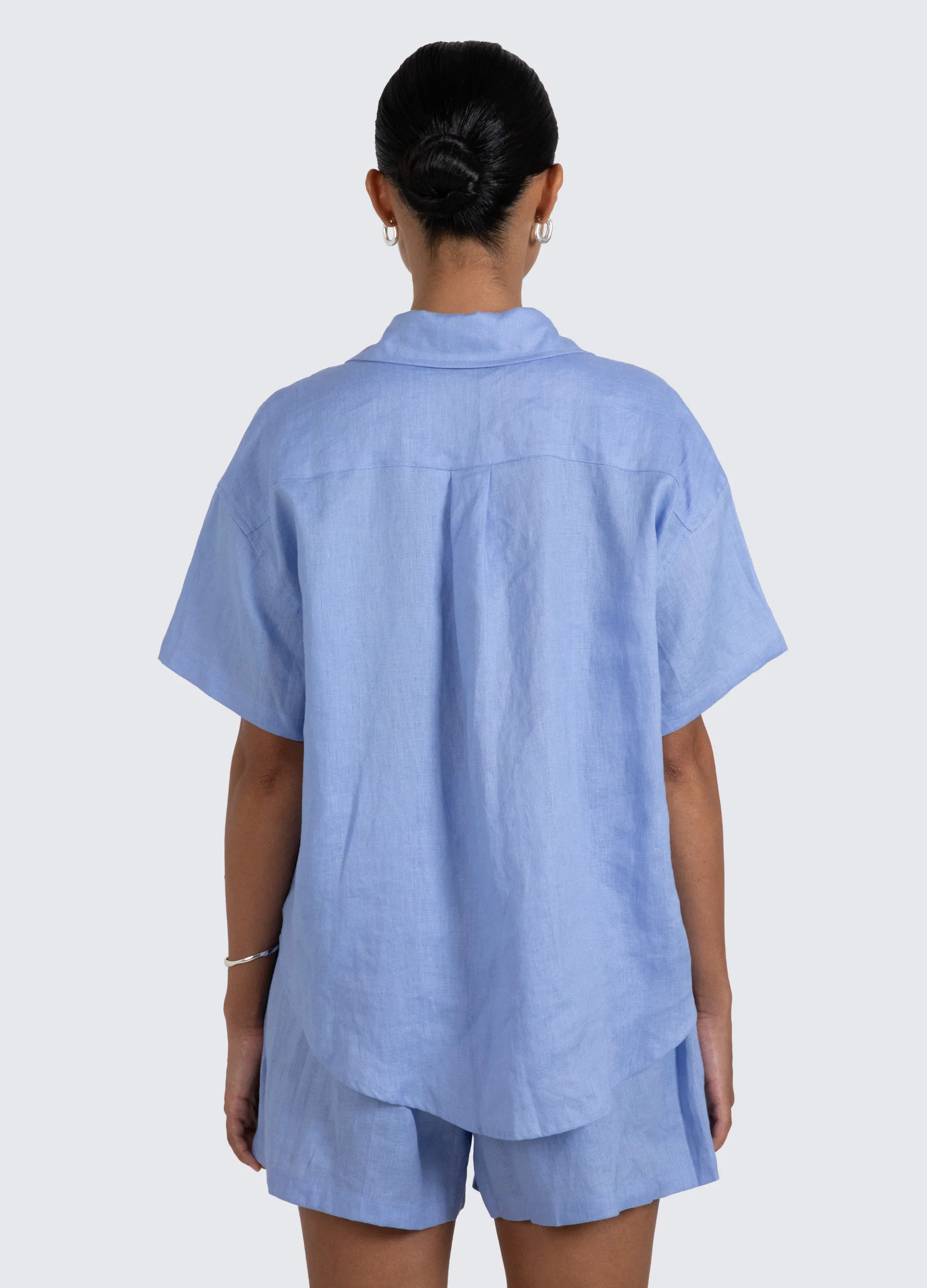 ESTL - Short Sleeve Lucinda Linen Shirt - Cornflower