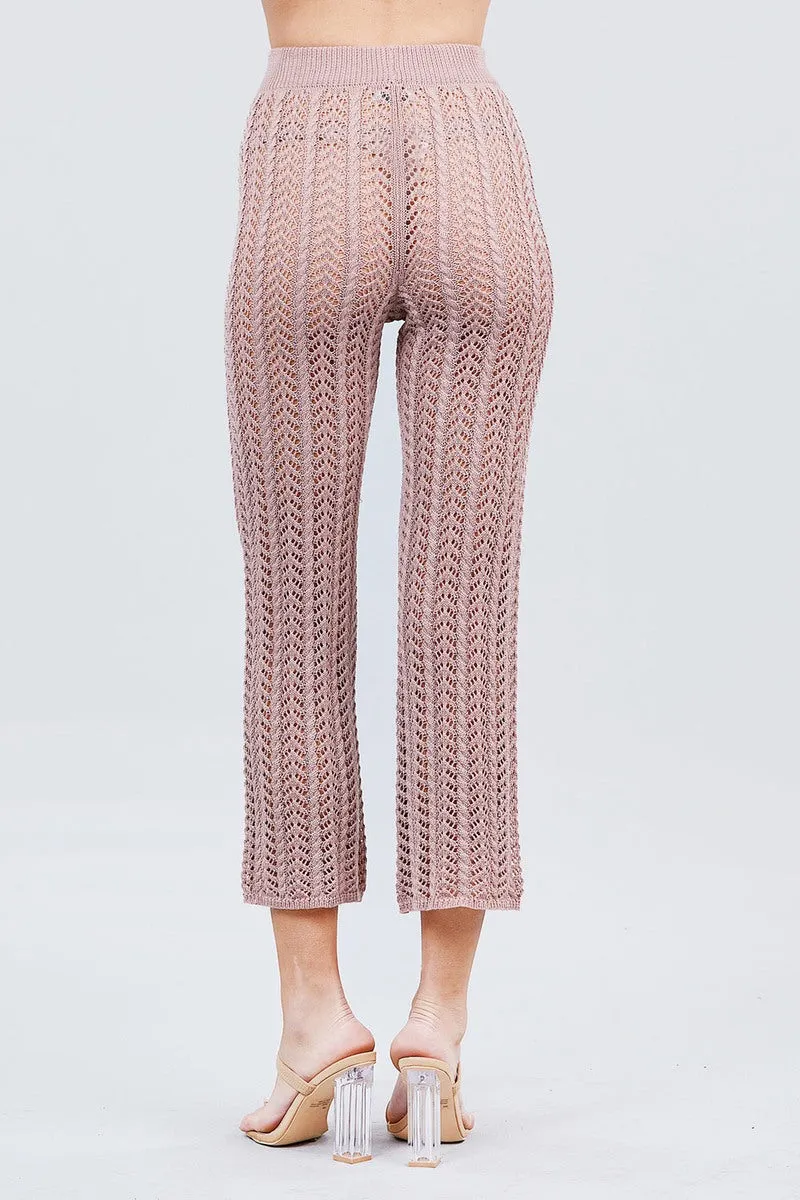 Flare Long Fishnet Sweater Pants