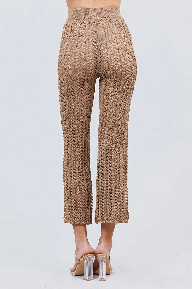 Flare Long Fishnet Sweater Pants