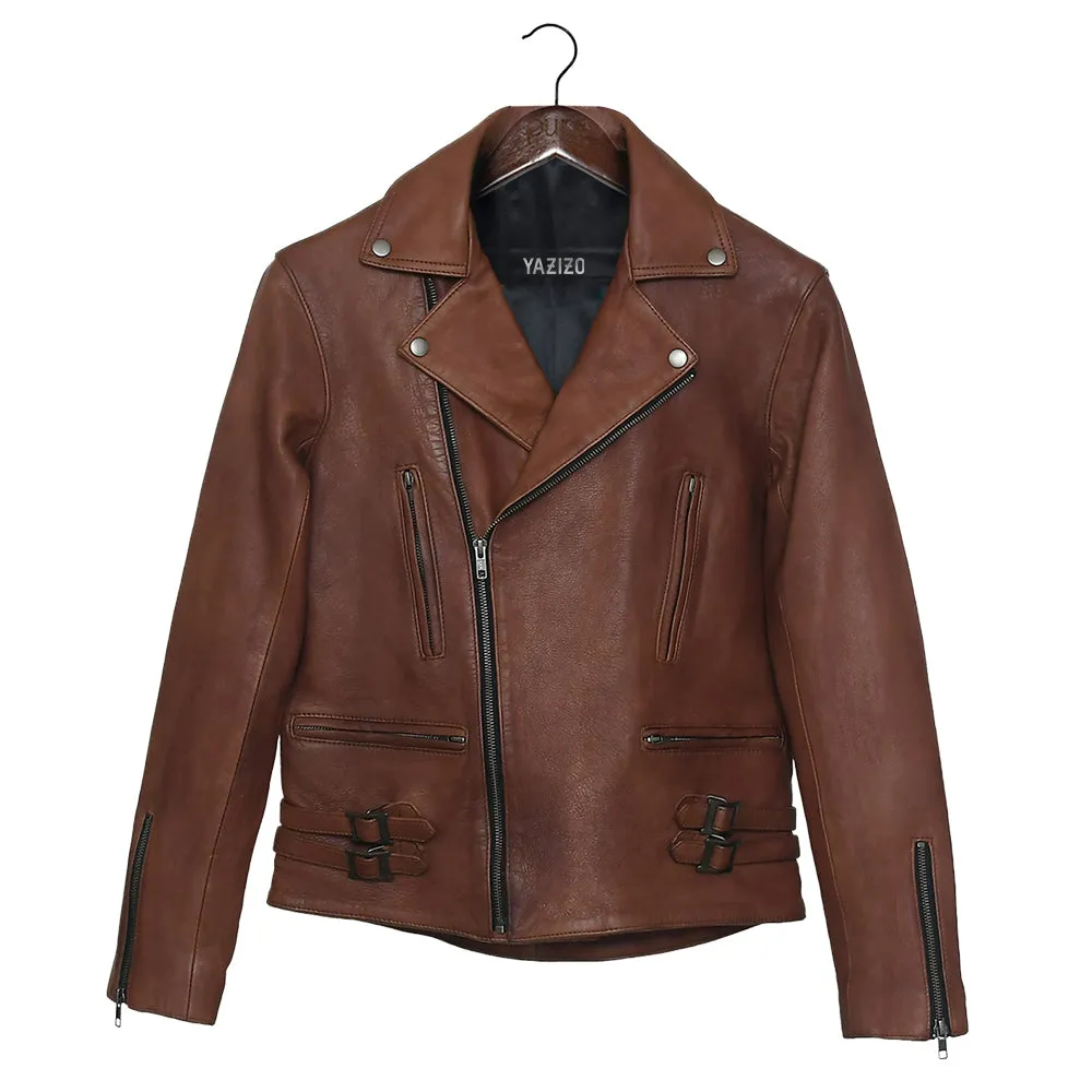 Frisco Motorcycle Easy Rider Brown Leather Jacket