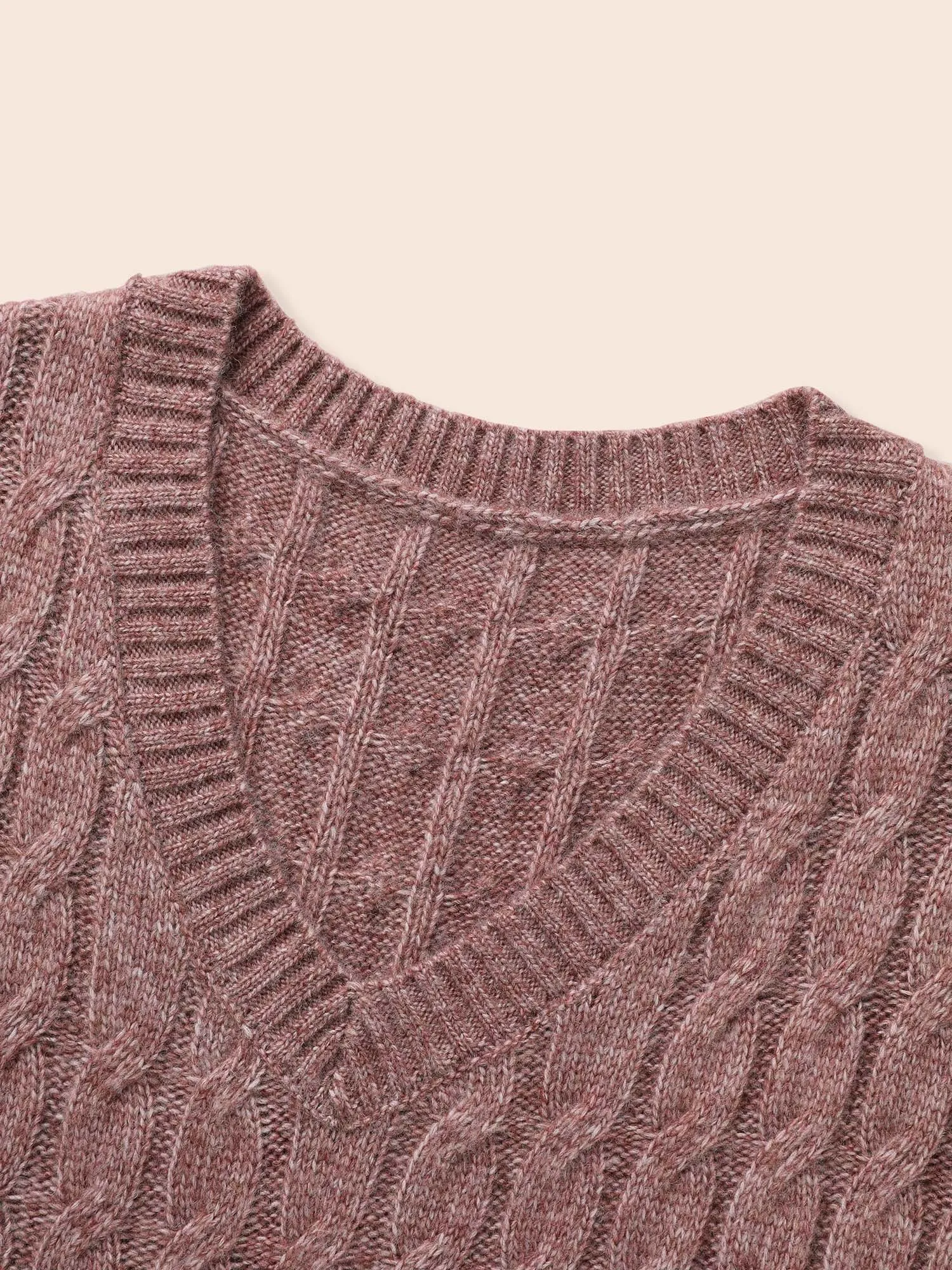 Heather Texture Cable Knit Pullover