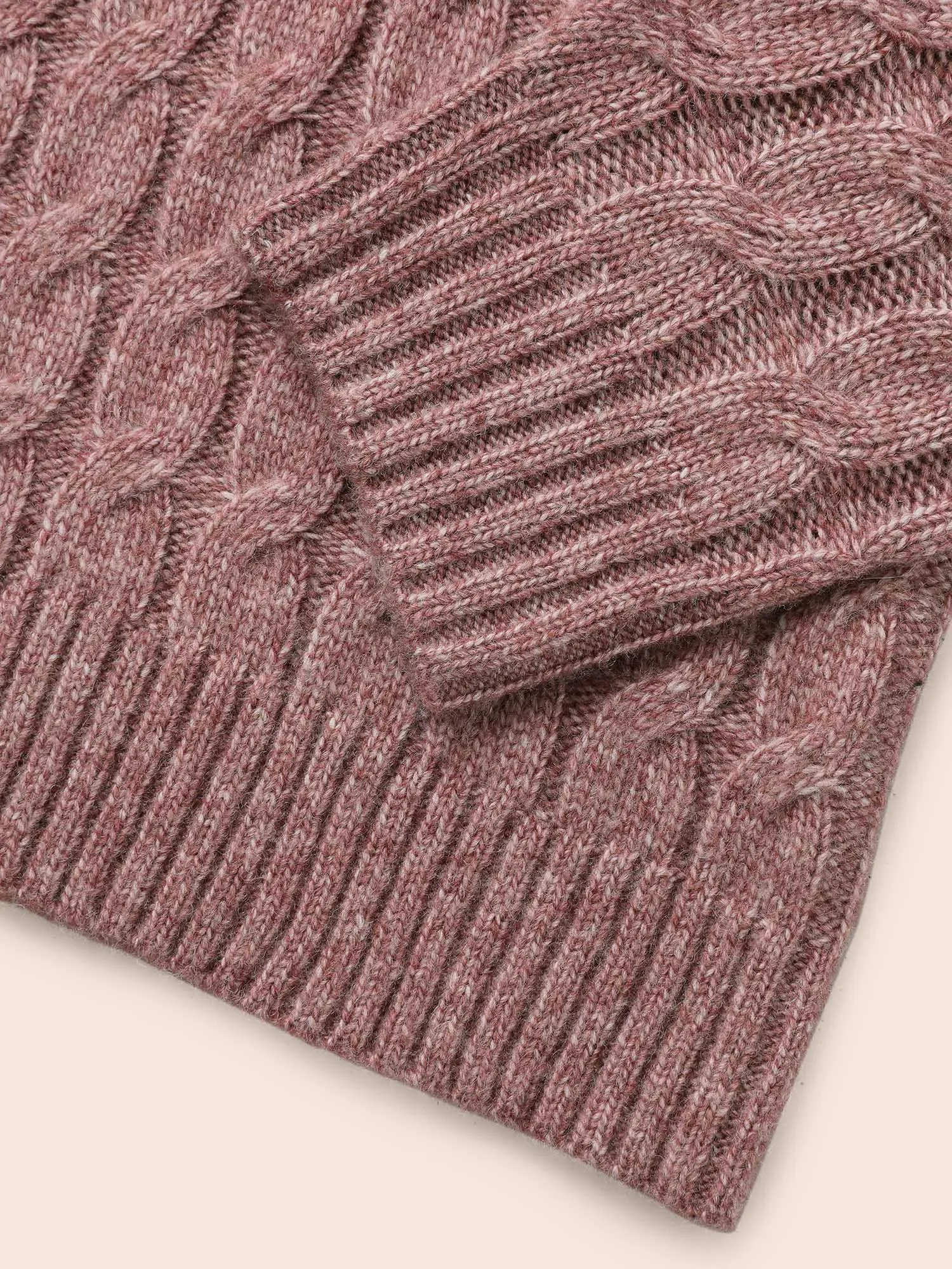 Heather Texture Cable Knit Pullover