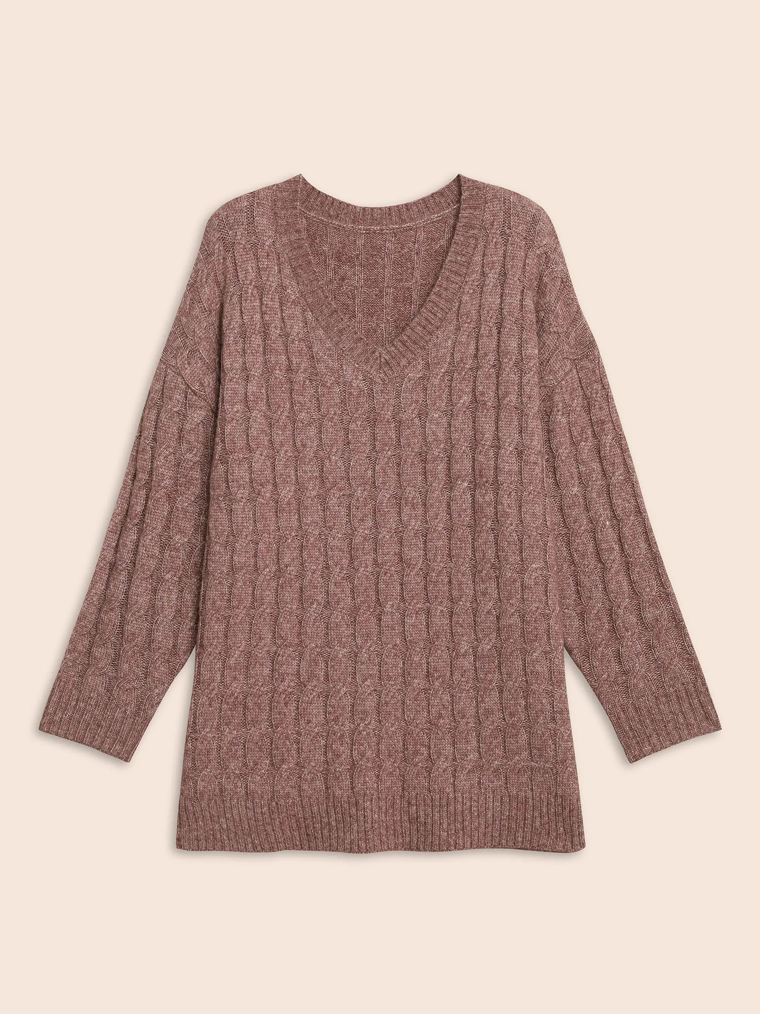 Heather Texture Cable Knit Pullover