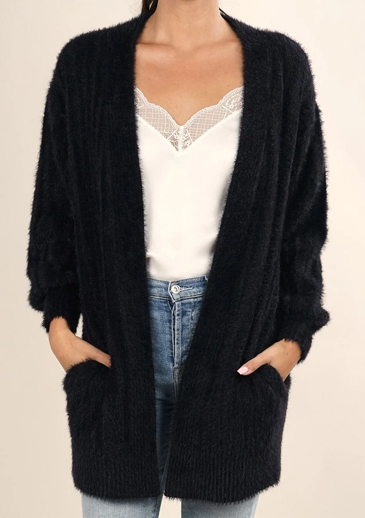 Heavenly Fuzzy Ribbed Cardigan