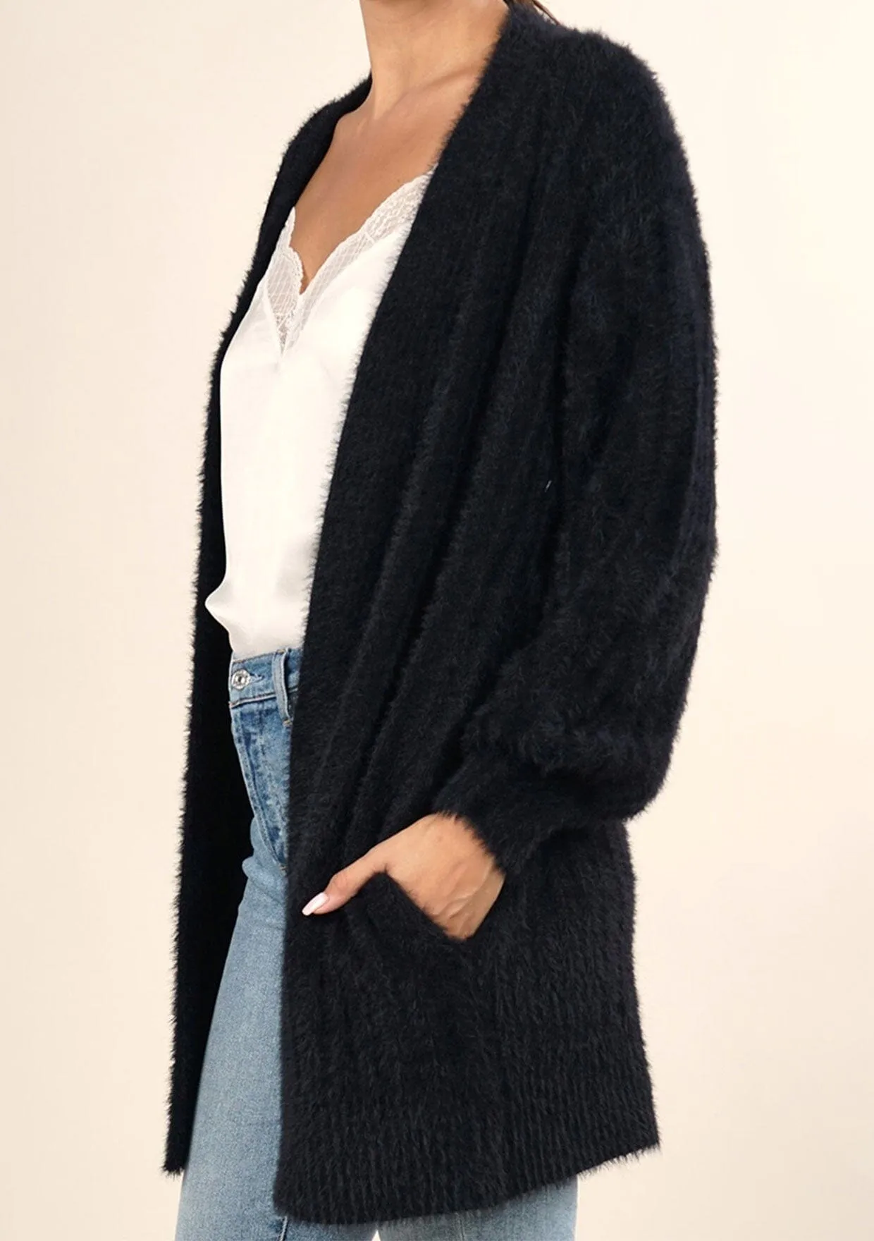 Heavenly Fuzzy Ribbed Cardigan