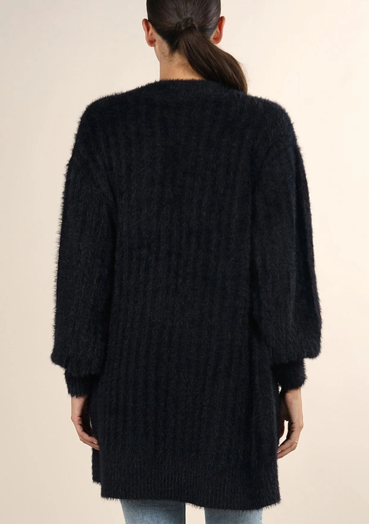 Heavenly Fuzzy Ribbed Cardigan