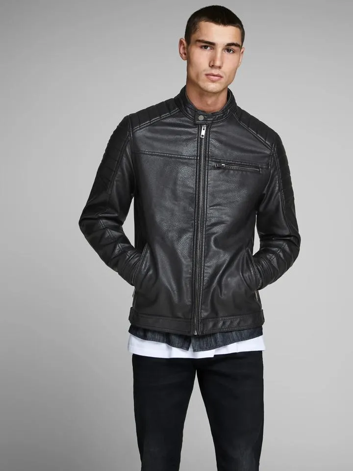 Impressive Shiny Black Shoulder Padding Stylish Jacket For Men by TJS