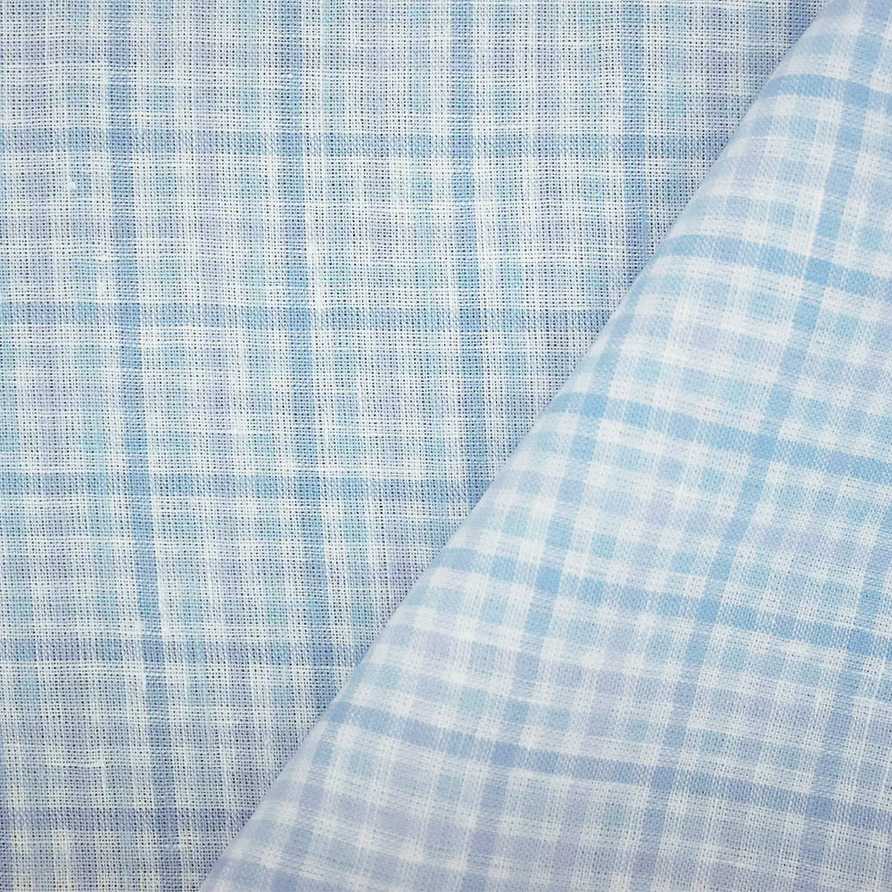 Light Blue-Purple-White Spence Bryson Gingham Check Linen Woven Fabric