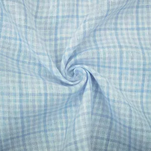 Light Blue-Purple-White Spence Bryson Gingham Check Linen Woven Fabric