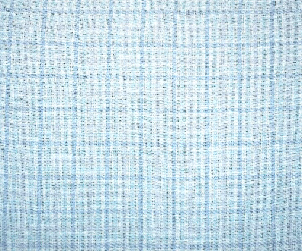 Light Blue-Purple-White Spence Bryson Gingham Check Linen Woven Fabric