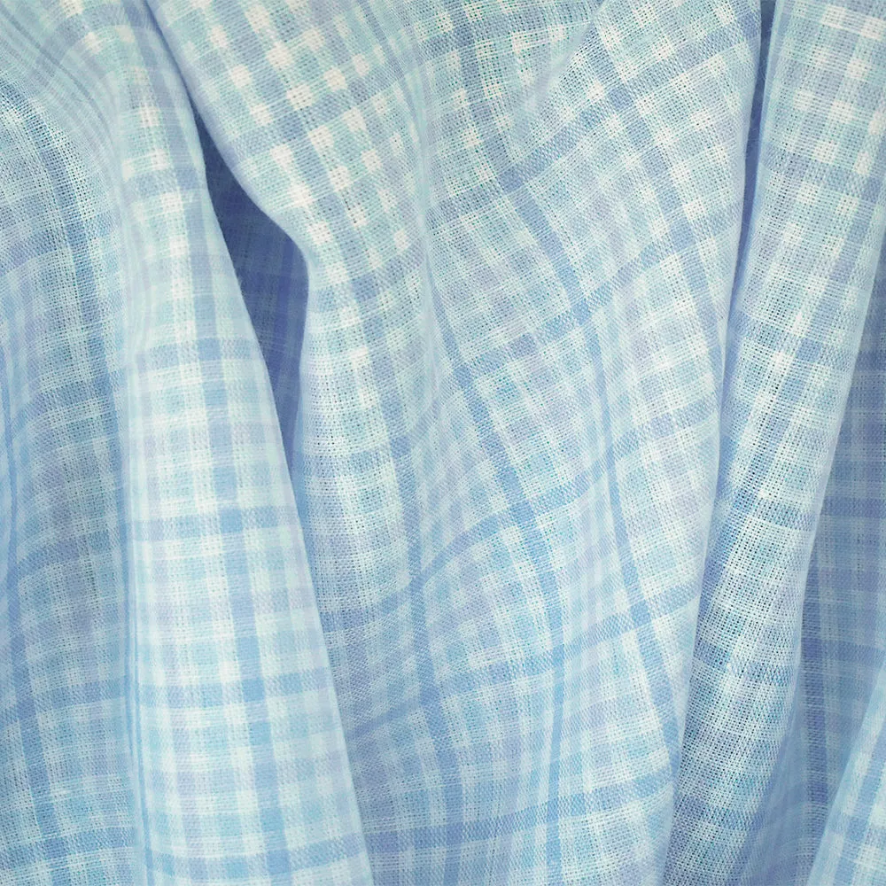 Light Blue-Purple-White Spence Bryson Gingham Check Linen Woven Fabric