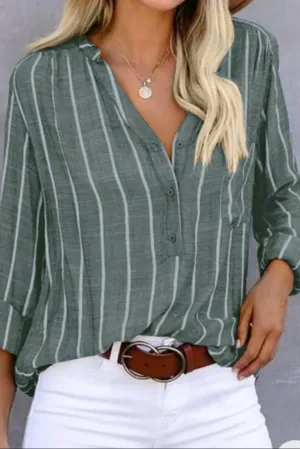 Light Summer Striped Shirt - Khaki