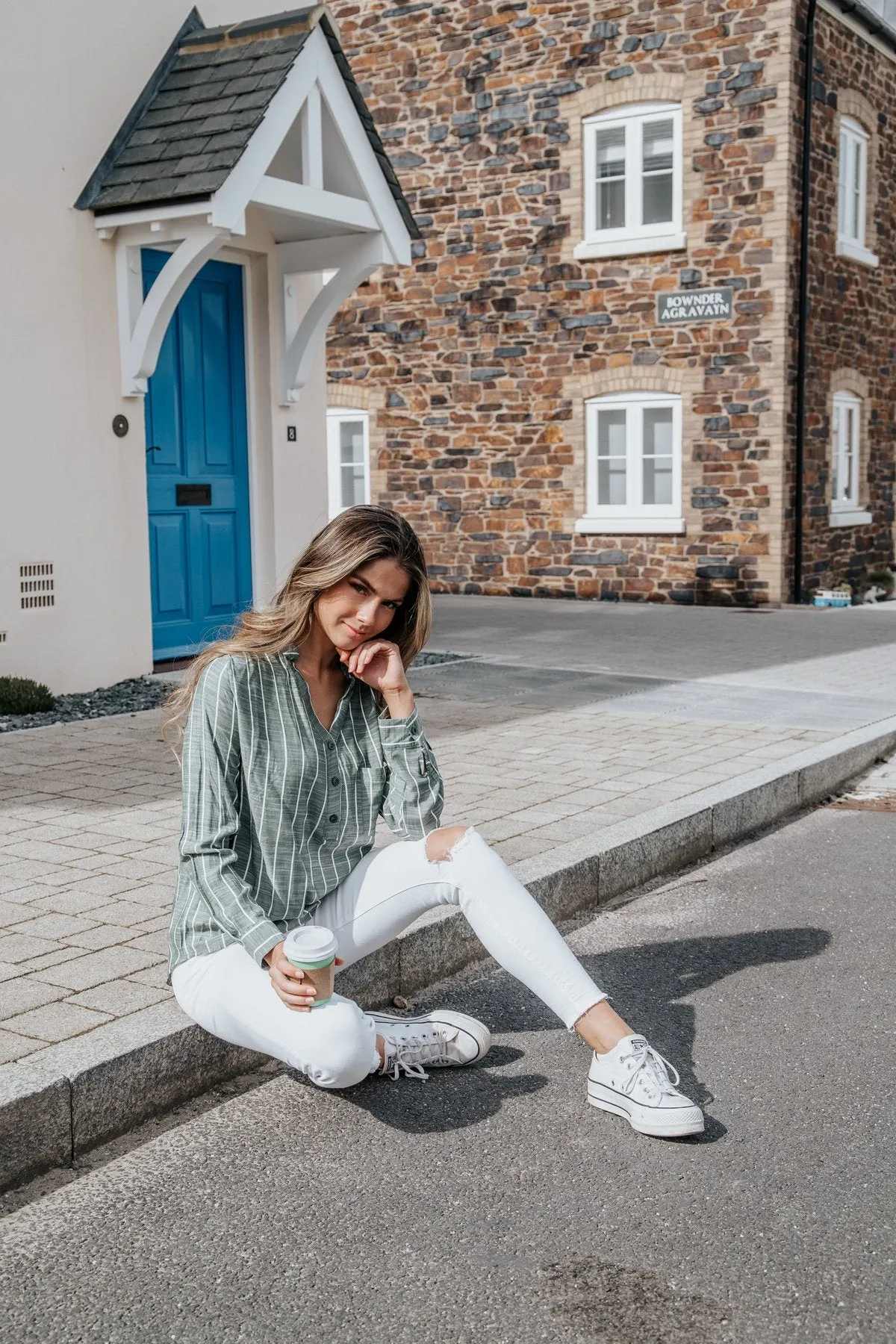 Light Summer Striped Shirt - Khaki