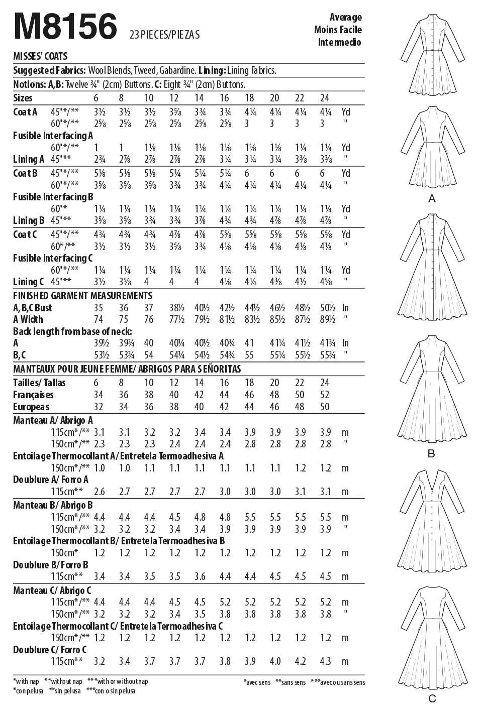 M8156 #AstoriaMcCalls - Misses' Coats