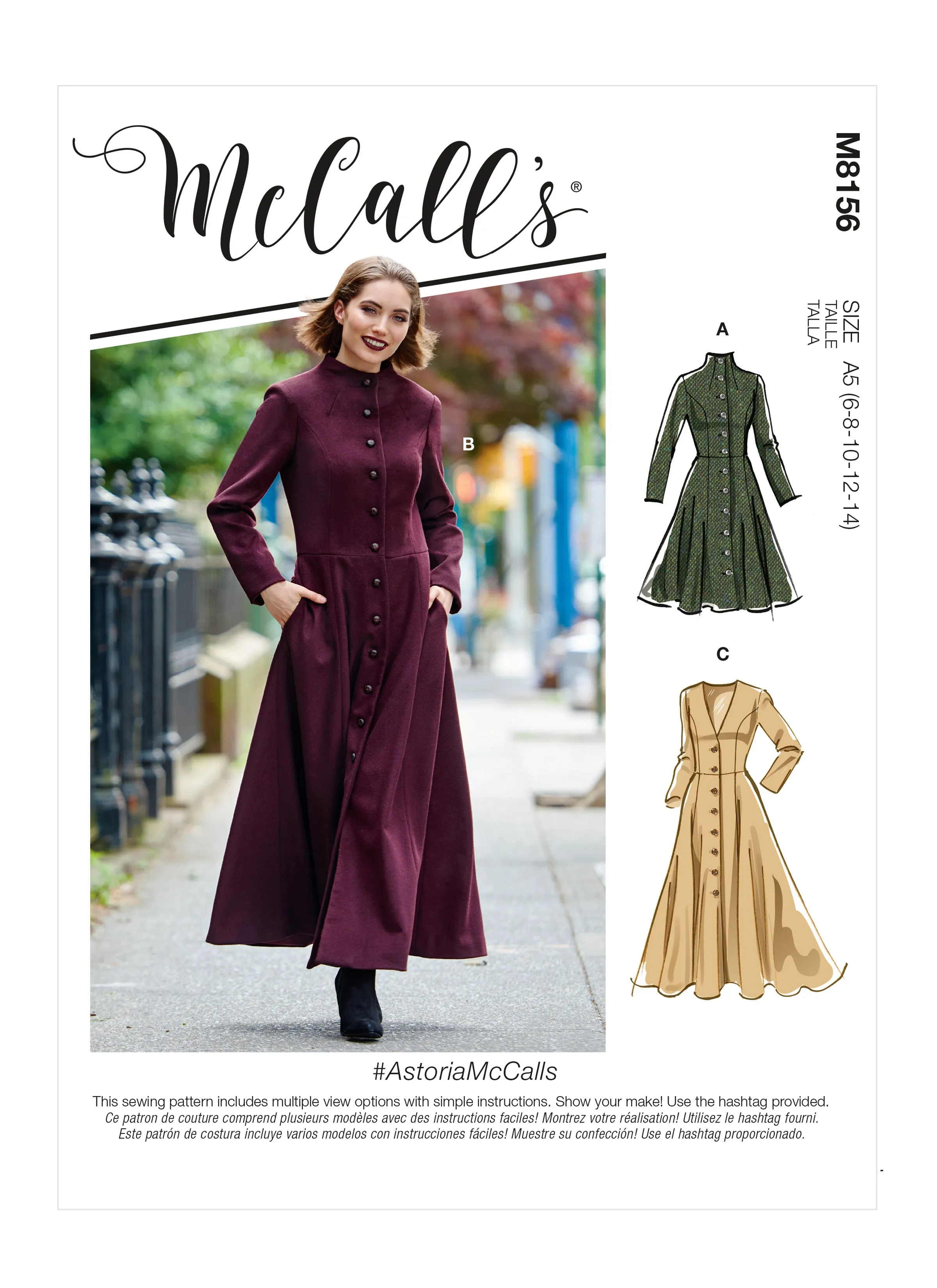 M8156 #AstoriaMcCalls - Misses' Coats