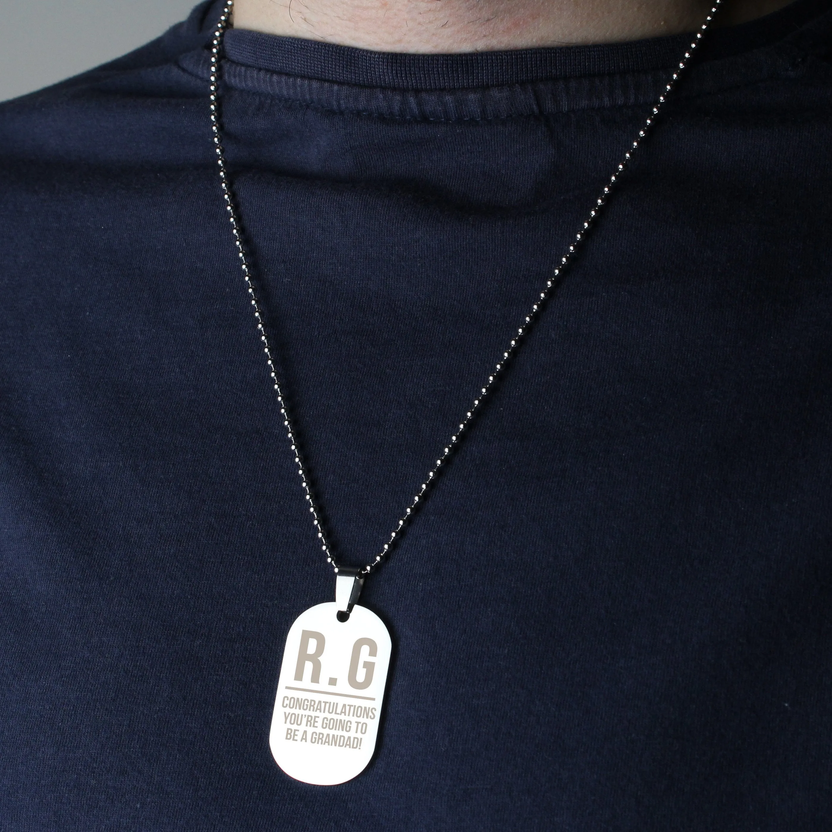 Personalised Initials Stainless Steel Dog Tag Necklace