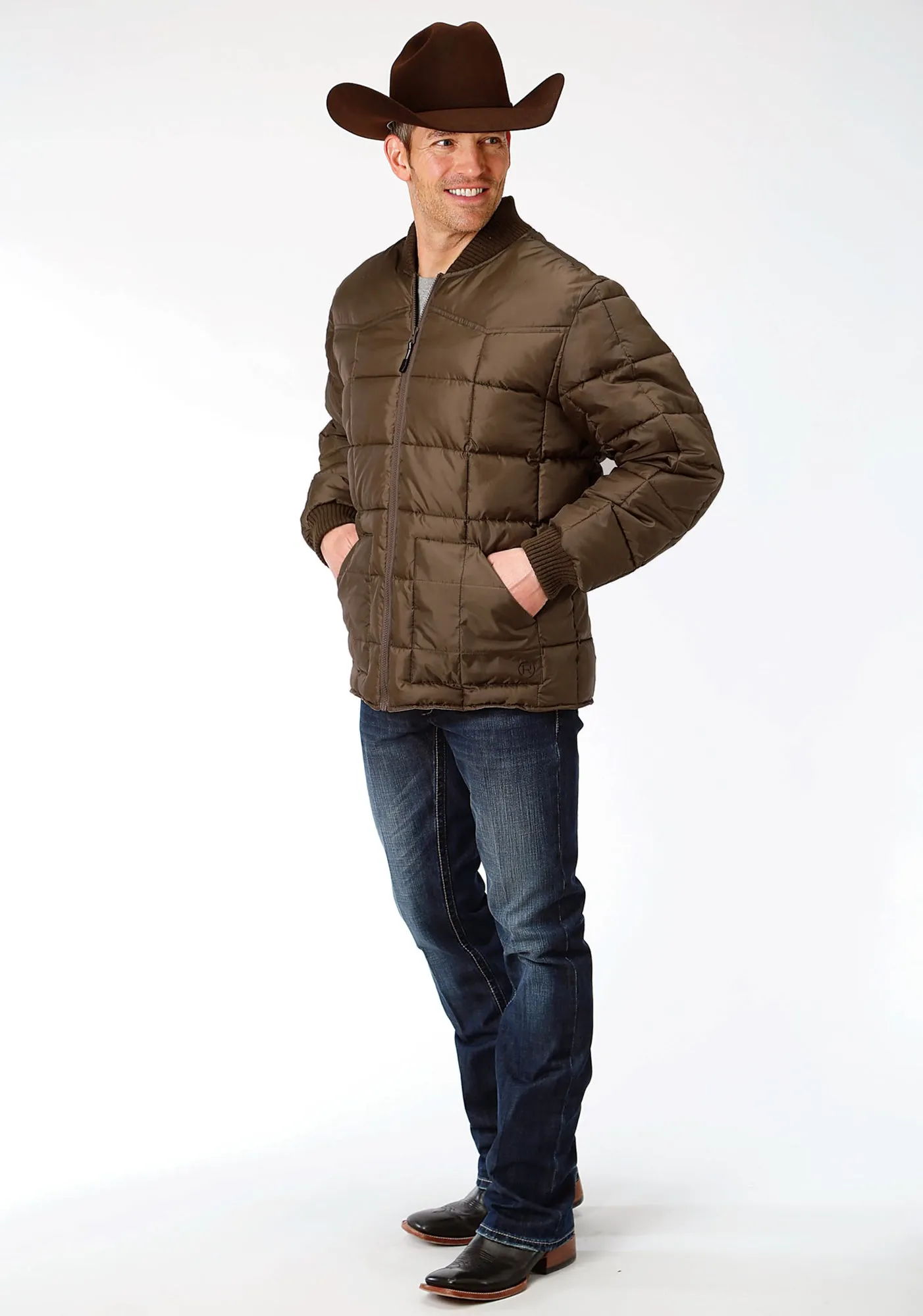 Roper Mens Chocolate Polyester Quilted Insulated Jacket