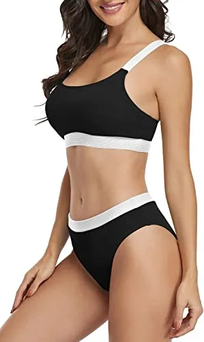 Upopby Sexy Solid Color Bikini Set Sport Two-Piece Swimsuit