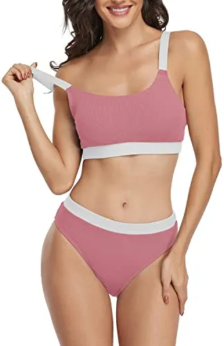 Upopby Sexy Solid Color Bikini Set Sport Two-Piece Swimsuit