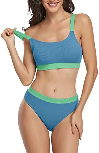 Upopby Sexy Solid Color Bikini Set Sport Two-Piece Swimsuit