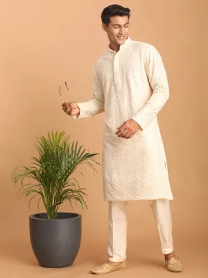 Vastramay Cream Golden Sequin Kurta Set