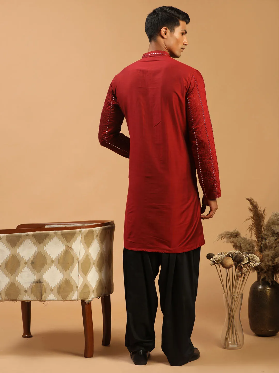 Vastramay Maroon Mirror Kurta With Patiala