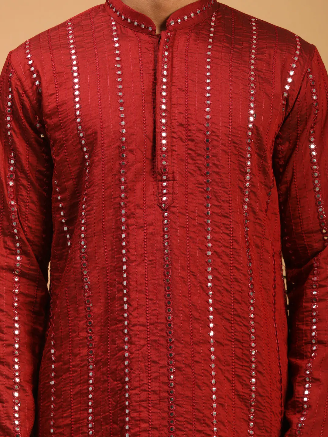 Vastramay Maroon Mirror Kurta With Patiala