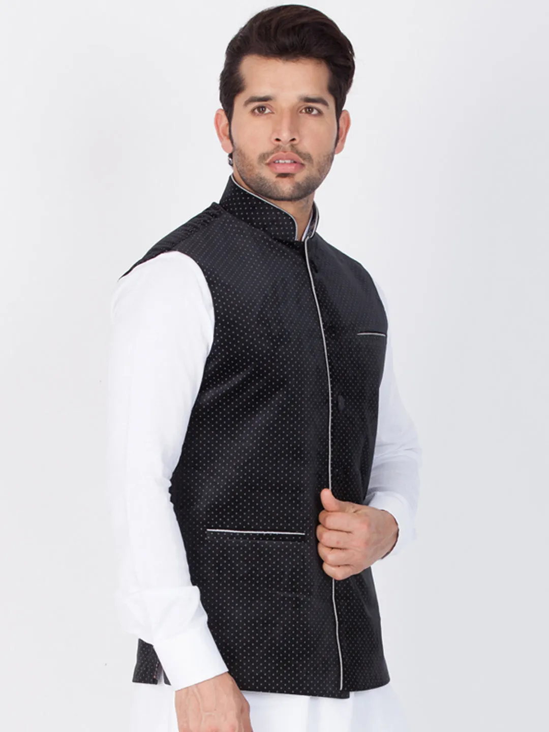 VASTRAMAY Velvet Black Color  Baap Beta Ethnic Jacket