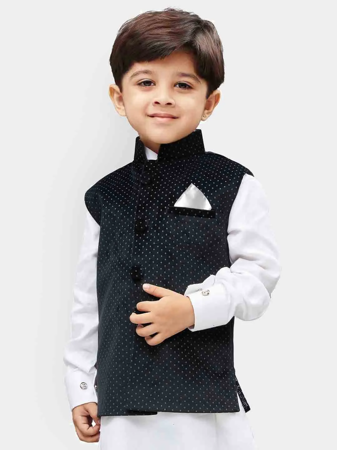 VASTRAMAY Velvet Black Color  Baap Beta Ethnic Jacket