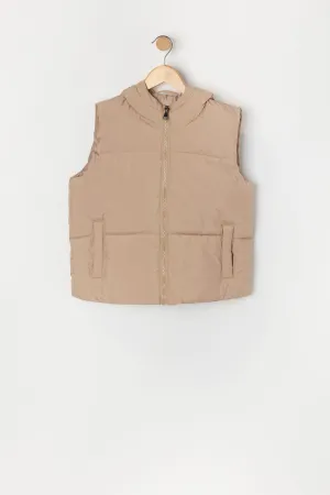 Veste bouffante à capuchon pour fille