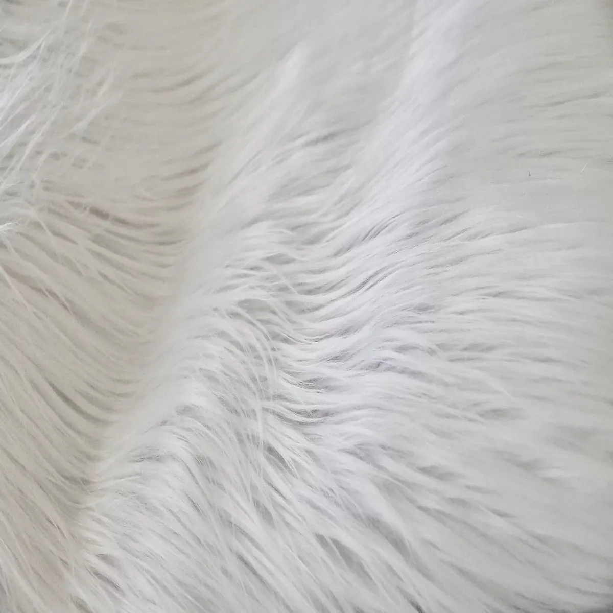 White Shaggy Long Pile Faux Fur Fabric (4")