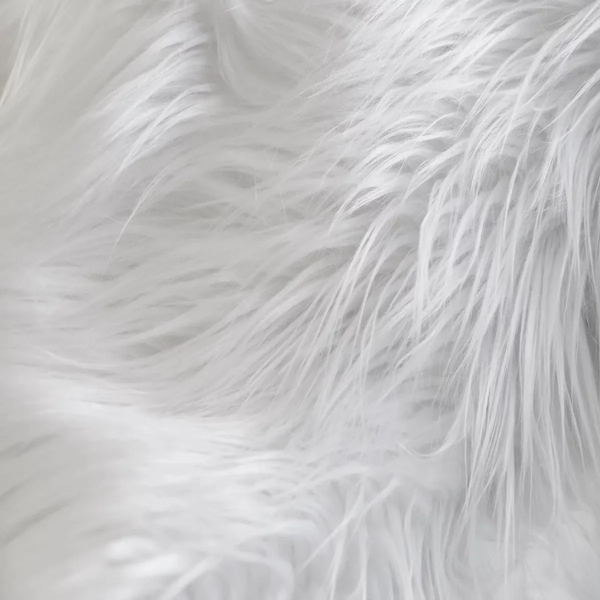 White Shaggy Long Pile Faux Fur Fabric (4")