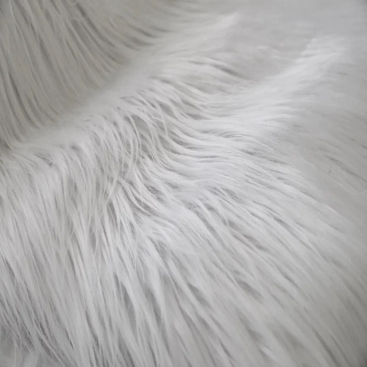 White Shaggy Long Pile Faux Fur Fabric (4")