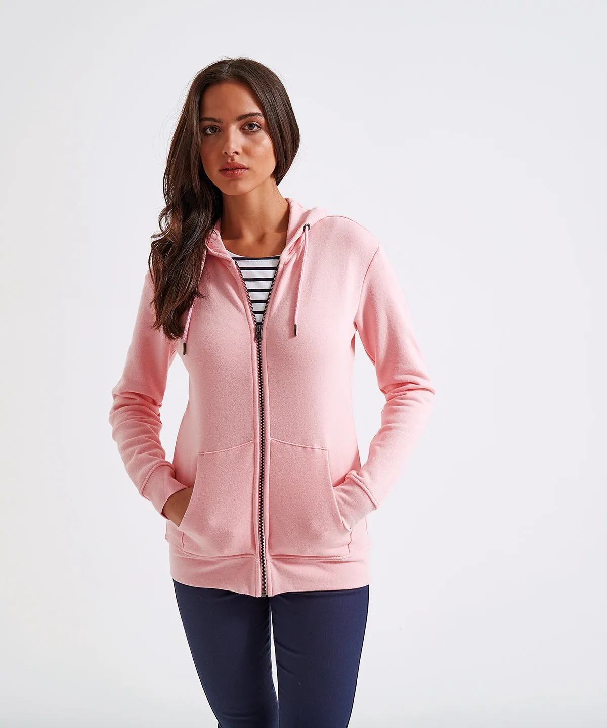 Womens zip-through organic hoodie | White