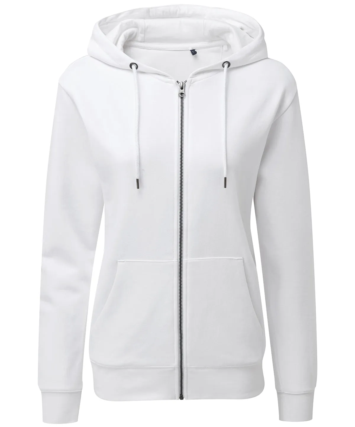 Womens zip-through organic hoodie | White