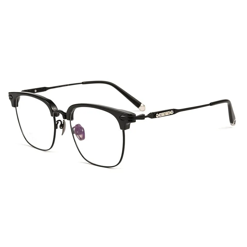 Yimaruili Men's Full Rim Square Titanium Eyeglasses J0062t