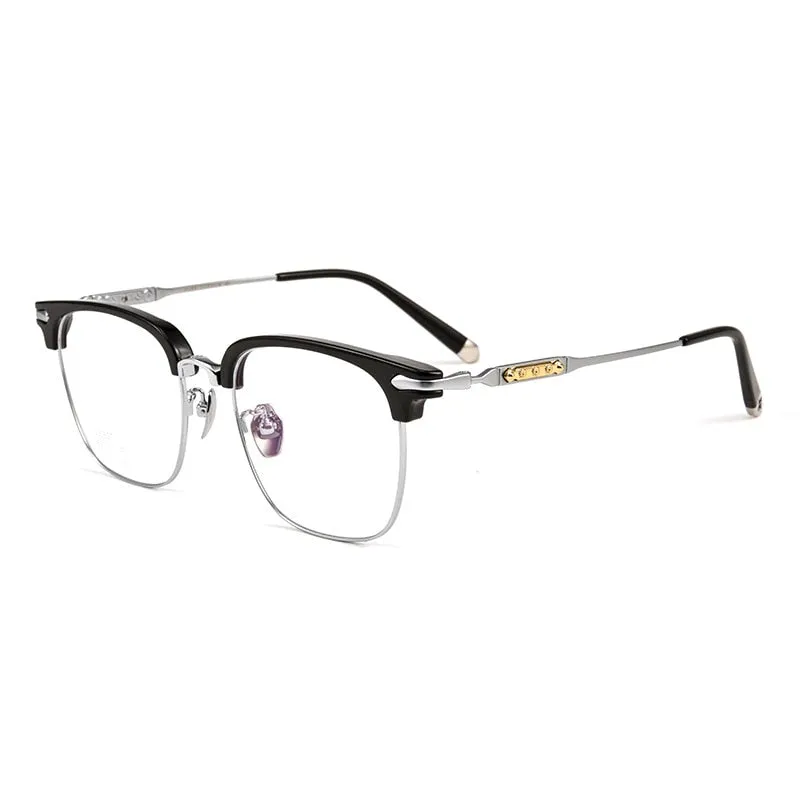 Yimaruili Men's Full Rim Square Titanium Eyeglasses J0062t